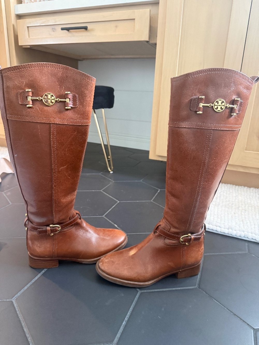 Tori Burch Brown Leather Riding Boot 5.5